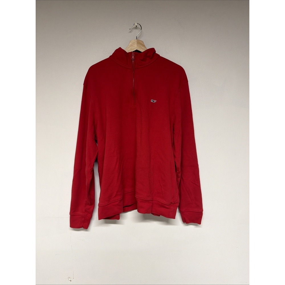 Vineyard Vines Men's 1/4 Zip Pullover Size L Performance Golf Red Long Sleeve